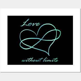 Love without Limits - Poly Pride aqua, teal infinity heart Posters and Art